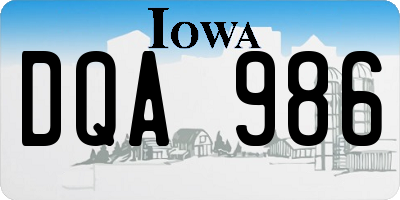 IA license plate DQA986