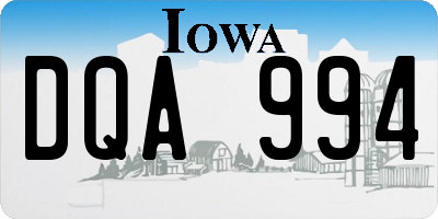 IA license plate DQA994