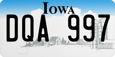 IA license plate DQA997