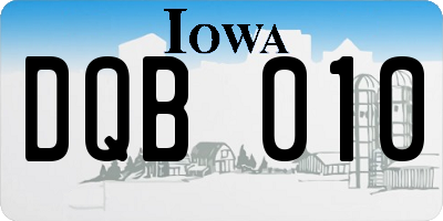 IA license plate DQB010