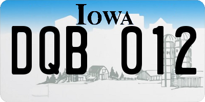 IA license plate DQB012