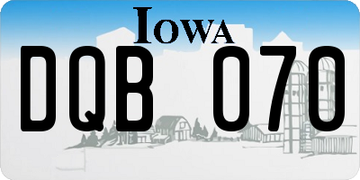 IA license plate DQB070