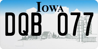 IA license plate DQB077