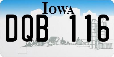 IA license plate DQB116