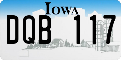 IA license plate DQB117