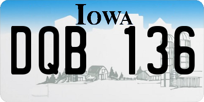 IA license plate DQB136