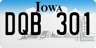 IA license plate DQB301