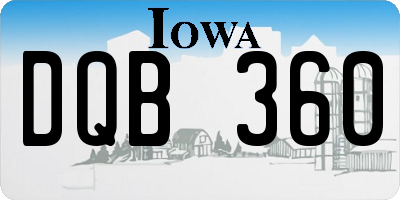 IA license plate DQB360