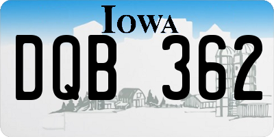 IA license plate DQB362