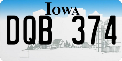IA license plate DQB374