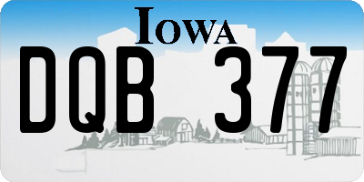 IA license plate DQB377
