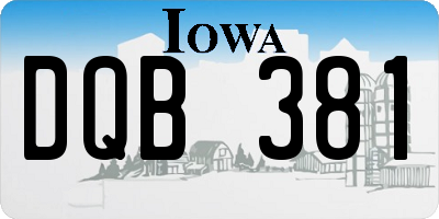 IA license plate DQB381
