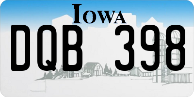 IA license plate DQB398