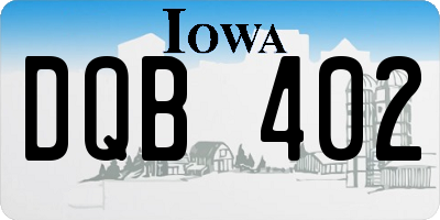 IA license plate DQB402