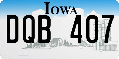 IA license plate DQB407