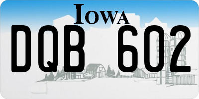 IA license plate DQB602