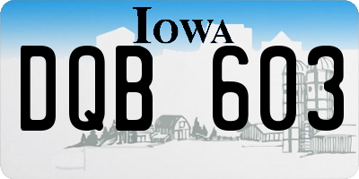 IA license plate DQB603