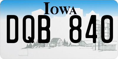 IA license plate DQB840