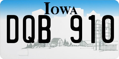 IA license plate DQB910