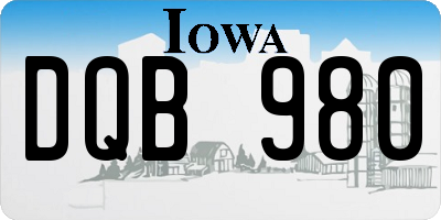 IA license plate DQB980
