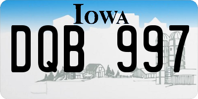 IA license plate DQB997