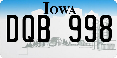 IA license plate DQB998