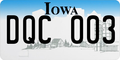 IA license plate DQC003