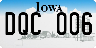 IA license plate DQC006