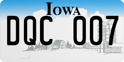 IA license plate DQC007