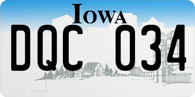 IA license plate DQC034