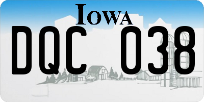 IA license plate DQC038