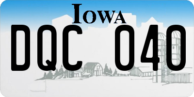 IA license plate DQC040