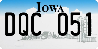 IA license plate DQC051