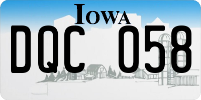 IA license plate DQC058