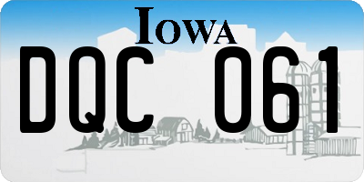 IA license plate DQC061