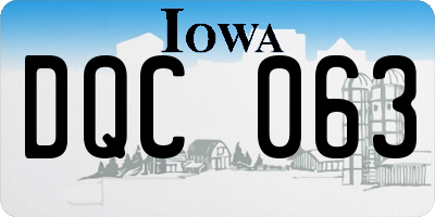 IA license plate DQC063