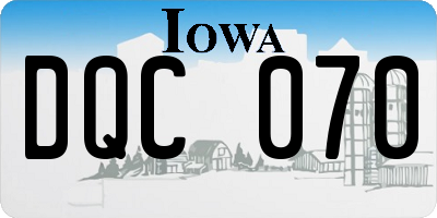IA license plate DQC070