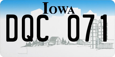 IA license plate DQC071