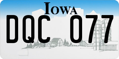 IA license plate DQC077