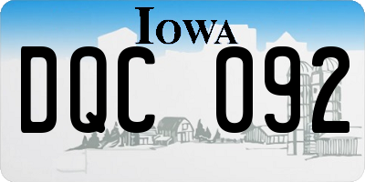 IA license plate DQC092