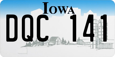 IA license plate DQC141
