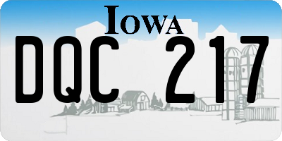 IA license plate DQC217