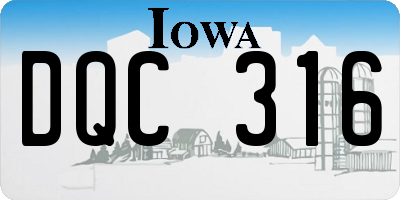 IA license plate DQC316