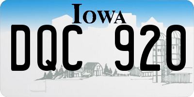 IA license plate DQC920