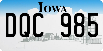 IA license plate DQC985