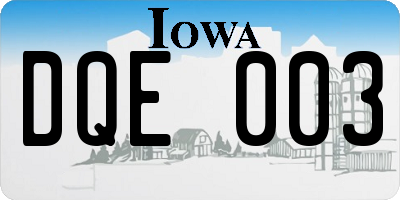 IA license plate DQE003