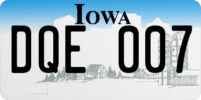 IA license plate DQE007