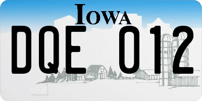 IA license plate DQE012