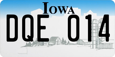 IA license plate DQE014