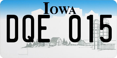 IA license plate DQE015